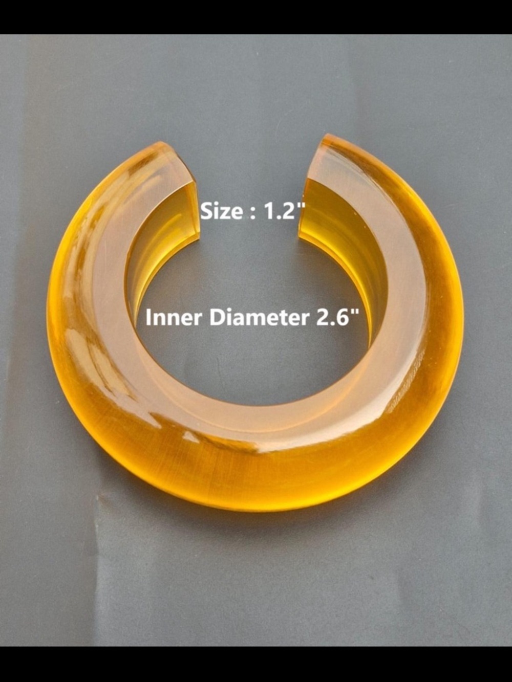 Transparent Citrine Resin Cuff Bracelet Bangle - Amber Yellow - Picture 7 of 7